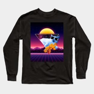 Aesthetic Synthwave Cat Fried Chicken Long Sleeve T-Shirt